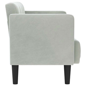 Hellgraues Samt Zweisitzer Sofa 111 cm