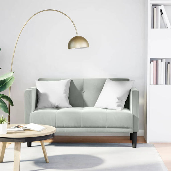 Hellgraues Samt Zweisitzer Sofa 111 cm