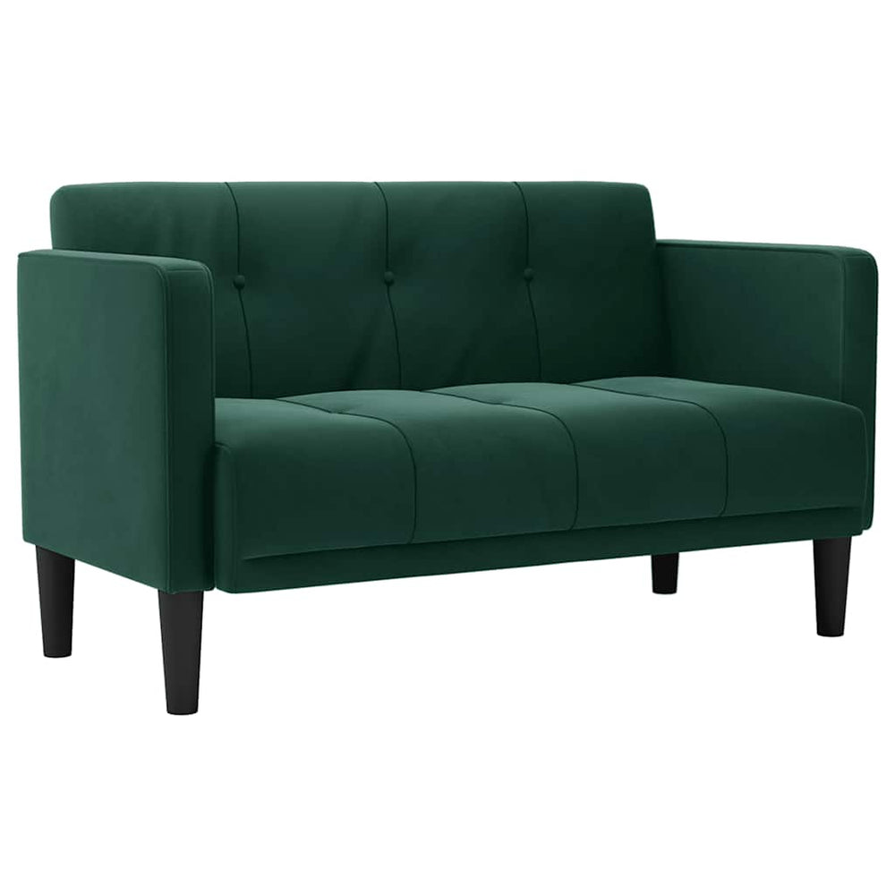 Dunkelgrünes Samt Zweisitzer Sofa 111cm