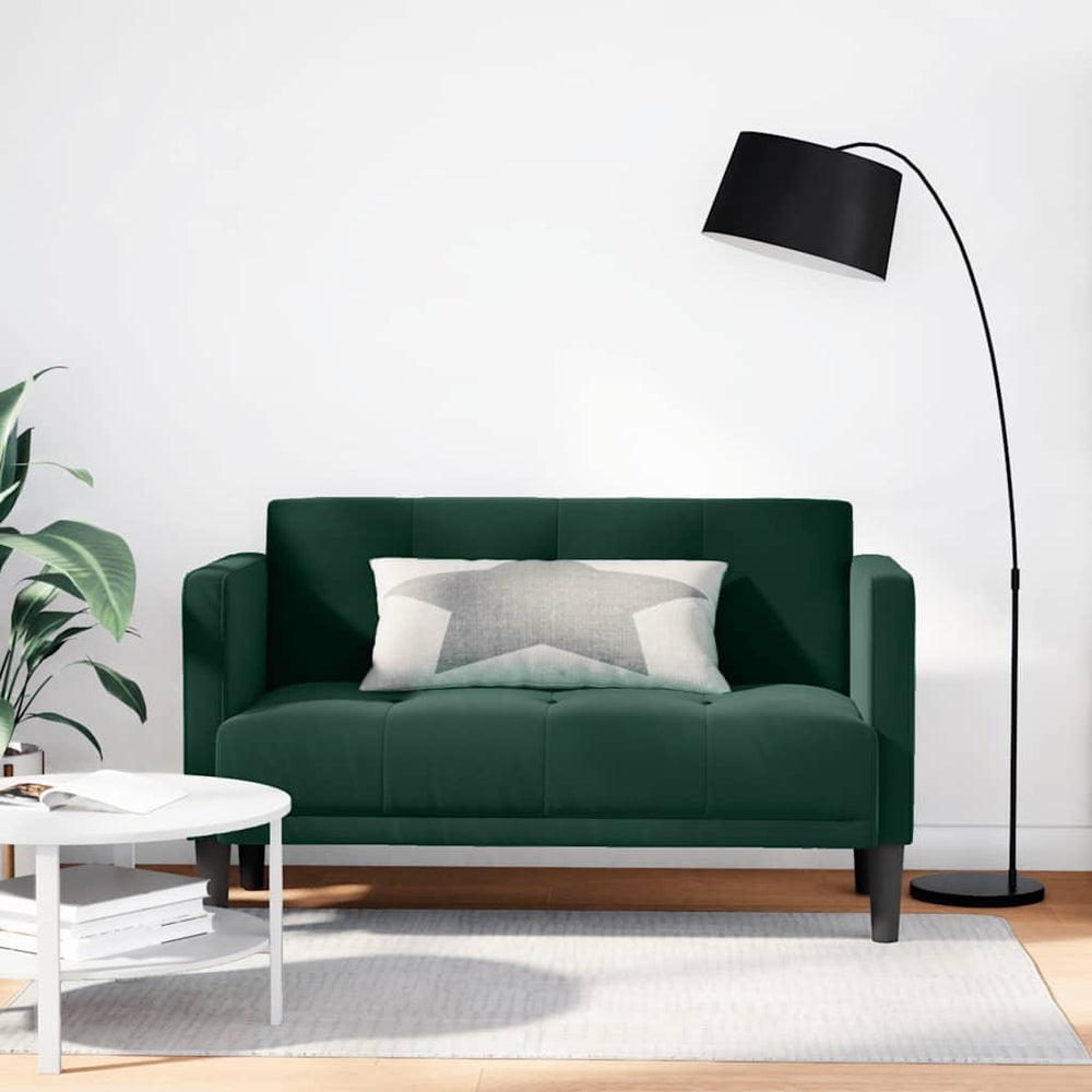 Dunkelgrünes Samt Zweisitzer Sofa 111cm
