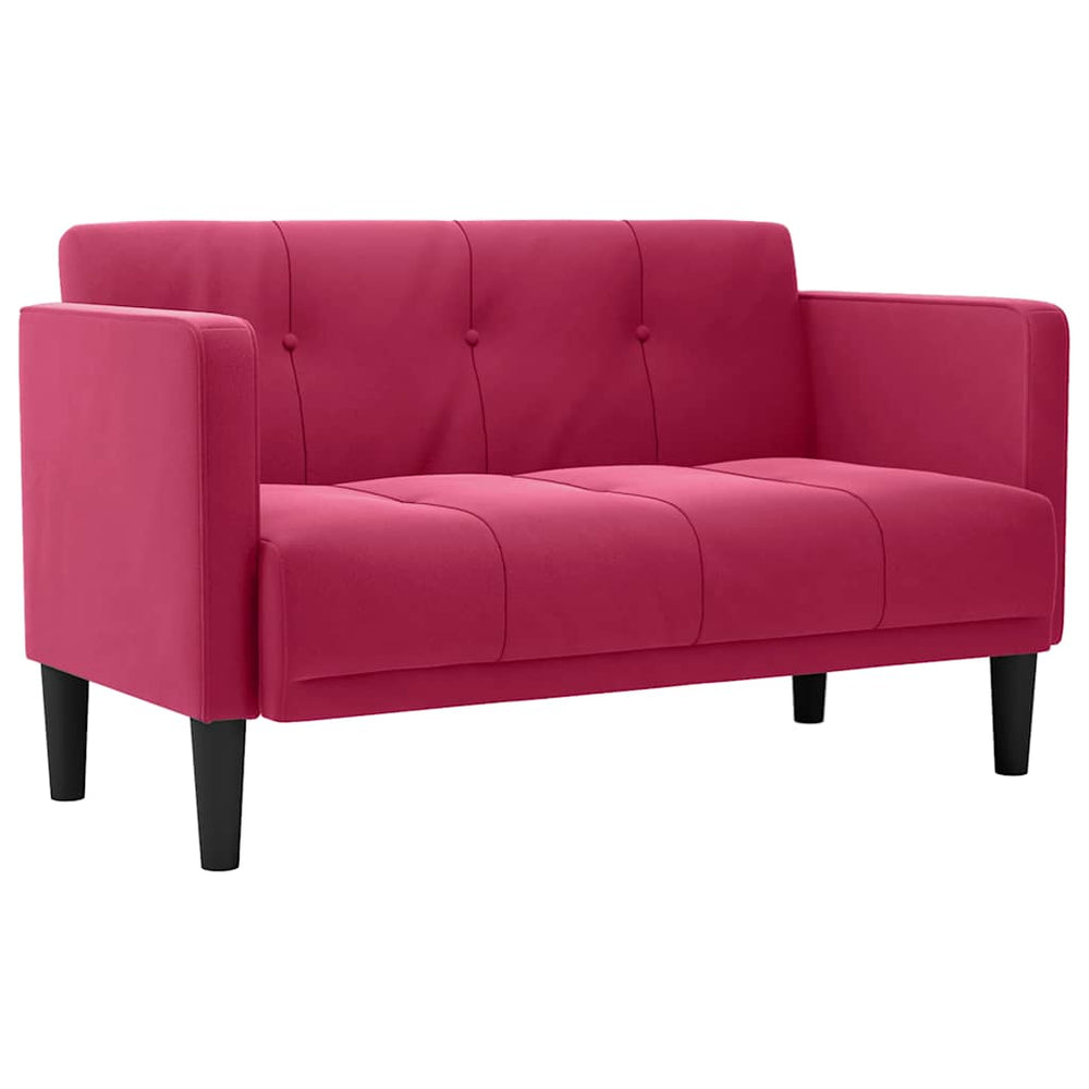 Weiches Zweisitzer Sofa Weinrot Samt 111cm