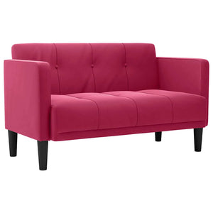 Weiches Zweisitzer Sofa Weinrot Samt 111cm