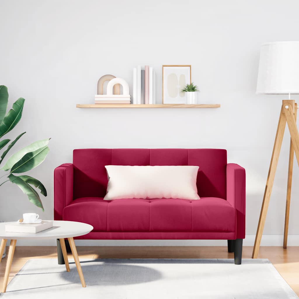 Weiches Zweisitzer Sofa Weinrot Samt 111cm