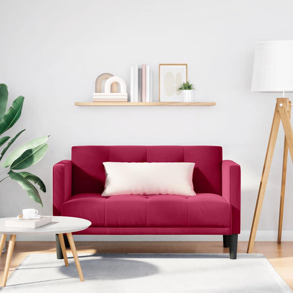 Weiches Zweisitzer Sofa Weinrot Samt 111cm