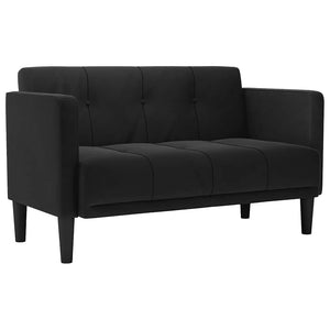 Schwarzes Samt Zweisitzer Sofa 111 cm
