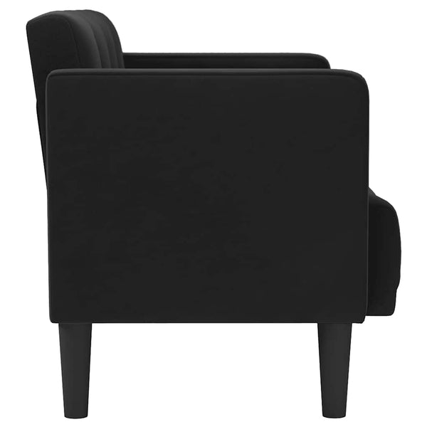 Schwarzes Samt Zweisitzer Sofa 111 cm