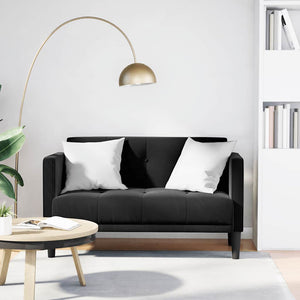 Schwarzes Samt Zweisitzer Sofa 111 cm