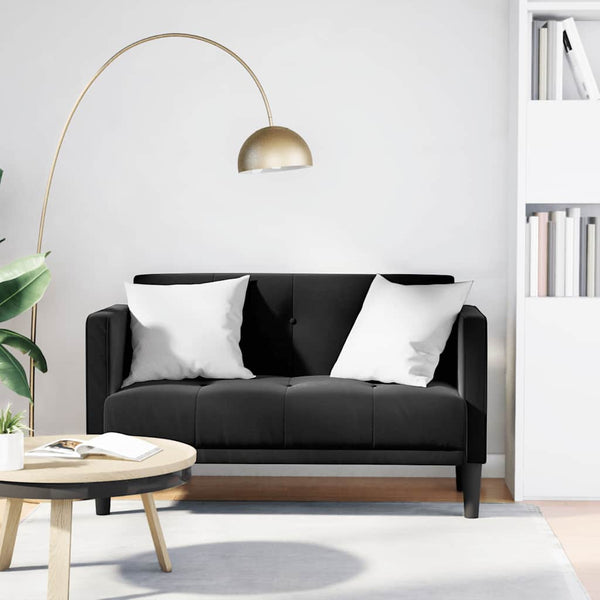 Schwarzes Samt Zweisitzer Sofa 111 cm