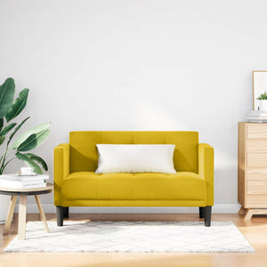 Gelbes Samt Zweisitzer Sofa 111cm