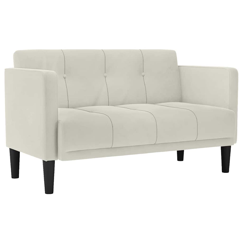 Creme Samt Zweisitzer Sofa 111 cm