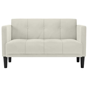 Creme Samt Zweisitzer Sofa 111 cm
