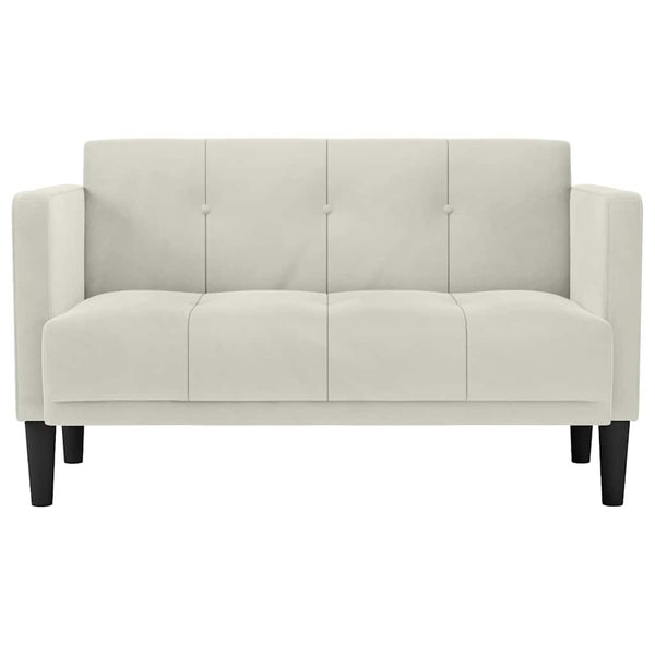Creme Samt Zweisitzer Sofa 111 cm