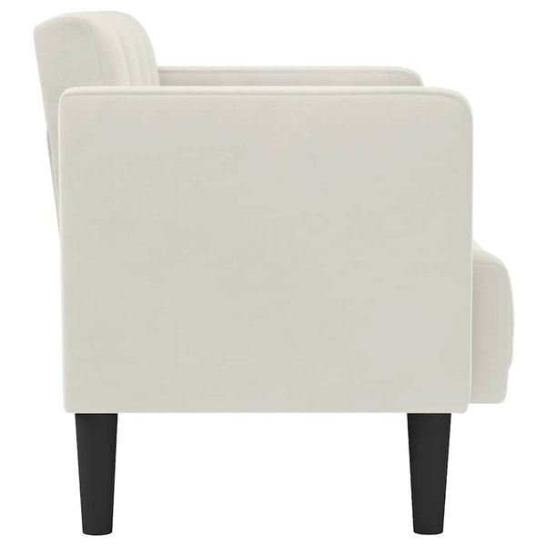 Creme Samt Zweisitzer Sofa 111 cm