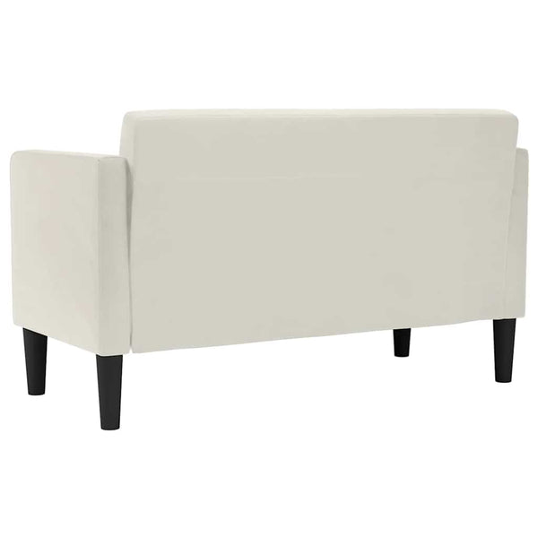 Creme Samt Zweisitzer Sofa 111 cm