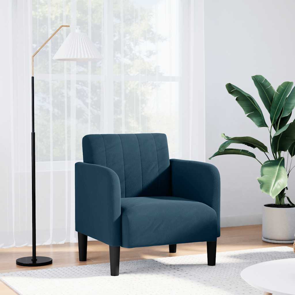 vidaXL Fauteuil avec accoudoirs bleu 54 cm velours
