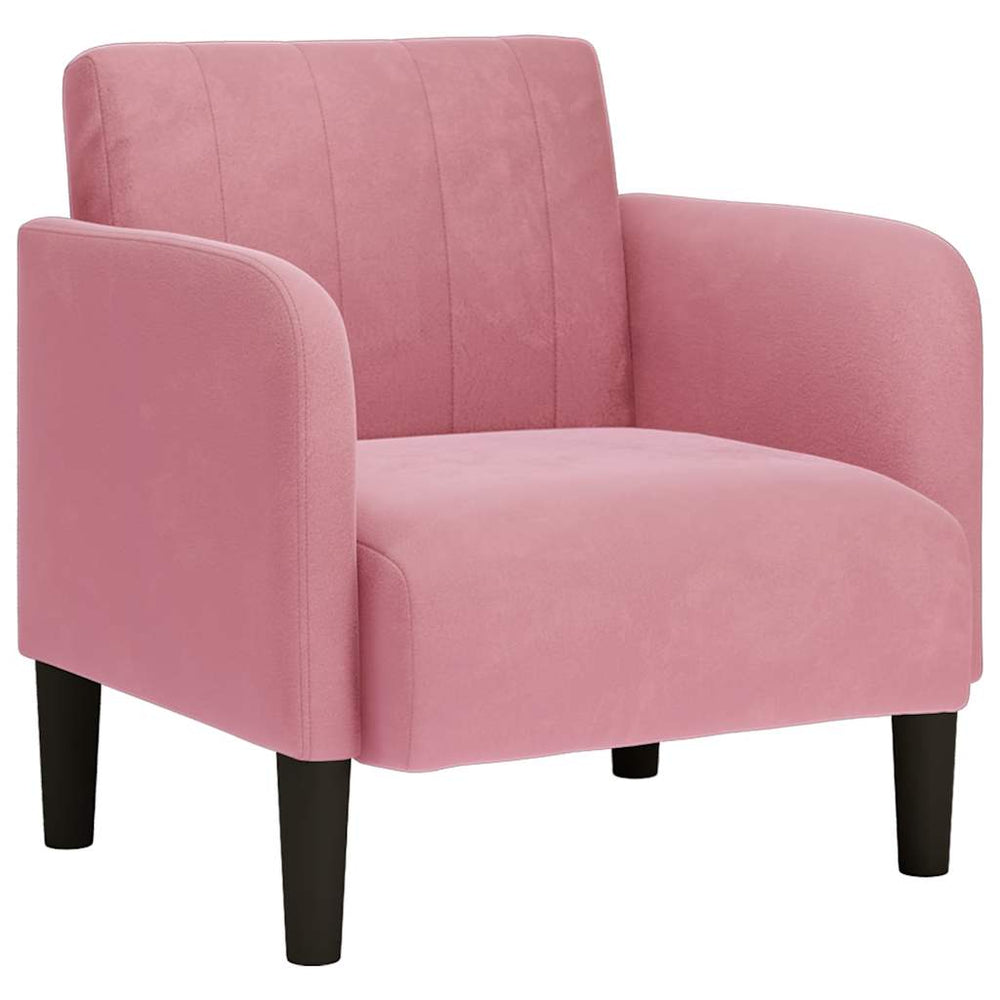 Rosa Samt Sessel mit Armlehnen