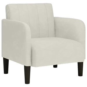 Sessel Creme Samt Armlehnen 54 cm