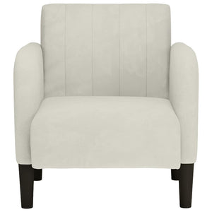 Sessel Creme Samt Armlehnen 54 cm
