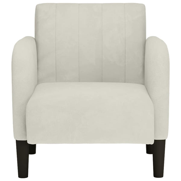 Sessel Creme Samt Armlehnen 54 cm