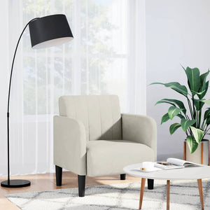 Sessel Creme Samt Armlehnen 54 cm
