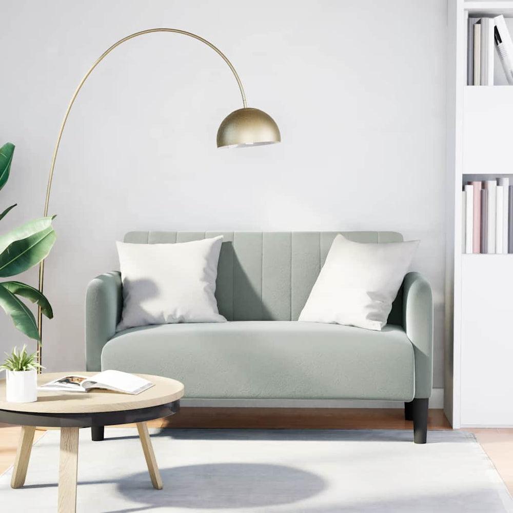 Zweisitzer Sofa Hellgrau Samt 109 cm