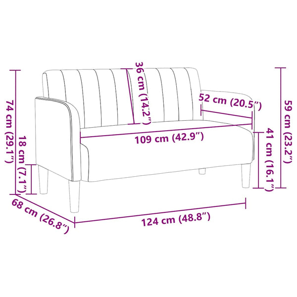 Weinrotes Samt Zweisitzer Sofa 109 cm