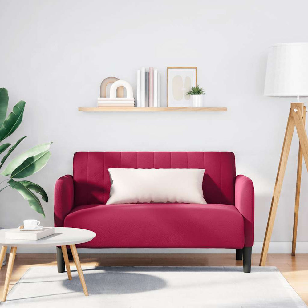 Weinrotes Samt Zweisitzer Sofa 109 cm