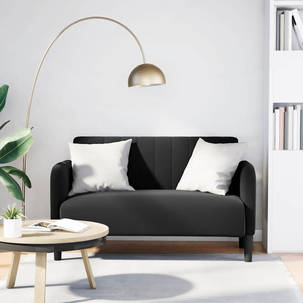 Schwarzes Samt Zweisitzer Sofa 109 cm