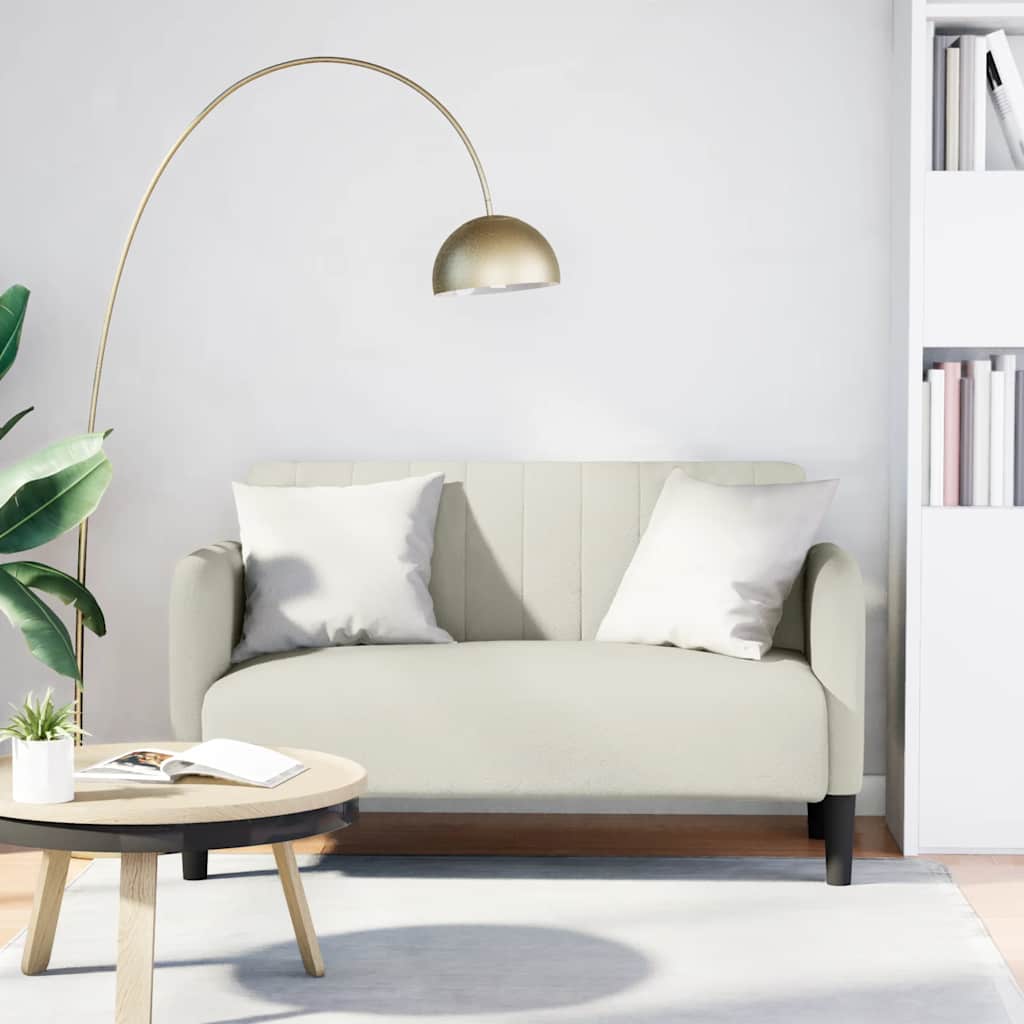 Creme Samt Zweisitzer Sofa 109 cm