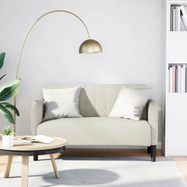 Creme Samt Zweisitzer Sofa 109 cm