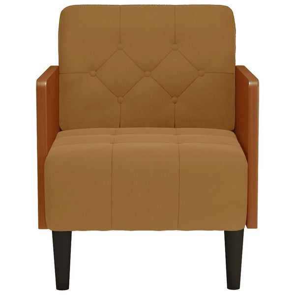 Brauner Samt Sessel mit Armlehnen