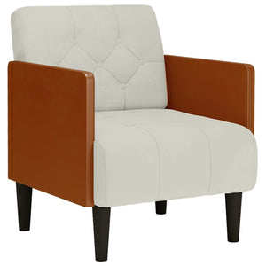 Sessel Creme Samt Armlehnen 55 cm
