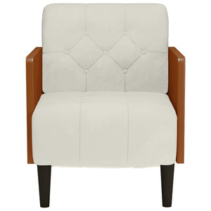 Sessel Creme Samt Armlehnen 55 cm
