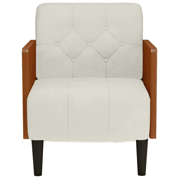 Sessel Creme Samt Armlehnen 55 cm