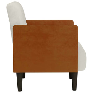 Sessel Creme Samt Armlehnen 55 cm