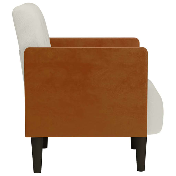 Sessel Creme Samt Armlehnen 55 cm