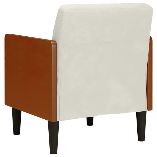 Sessel Creme Samt Armlehnen 55 cm