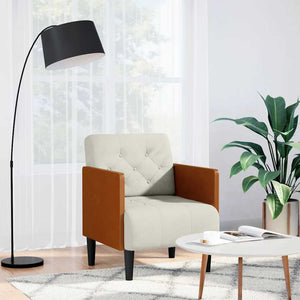 Sessel Creme Samt Armlehnen 55 cm