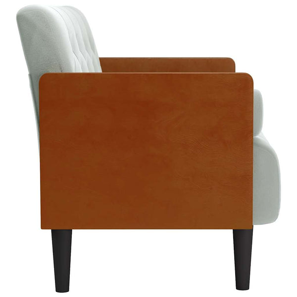 Hellgraues Samt Zweisitzer Sofa mit Nackenrollen