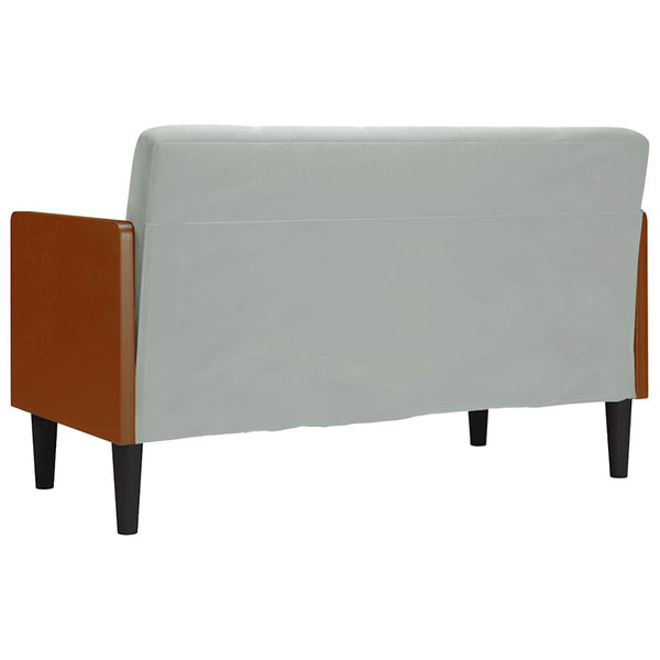 Hellgraues Samt Zweisitzer Sofa mit Nackenrollen
