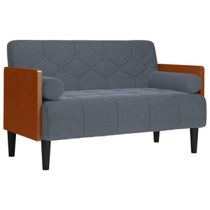 Dunkelgraues Samt Zweisitzer Sofa mit Nackenrollen