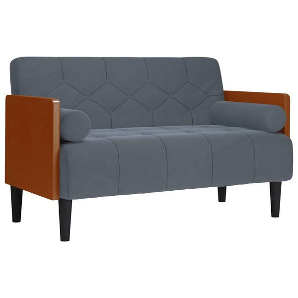 Dunkelgraues Samt Zweisitzer Sofa mit Nackenrollen