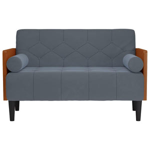 Dunkelgraues Samt Zweisitzer Sofa mit Nackenrollen