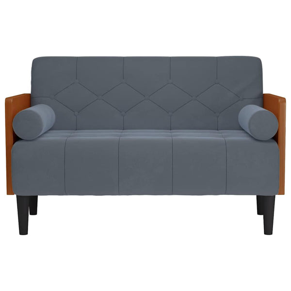 Dunkelgraues Samt Zweisitzer Sofa mit Nackenrollen