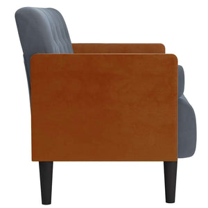 Dunkelgraues Samt Zweisitzer Sofa mit Nackenrollen