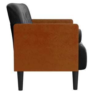 Schwarzes Samt Zweisitzer Sofa mit Nackenrollen, 110 cm