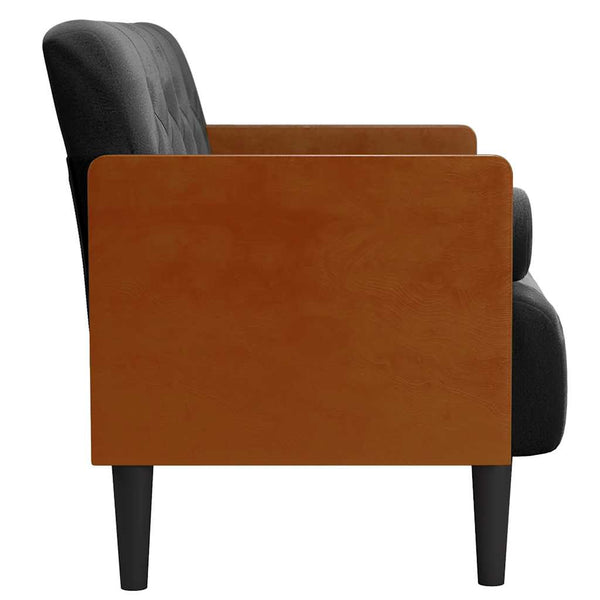 Schwarzes Samt Zweisitzer Sofa mit Nackenrollen, 110 cm