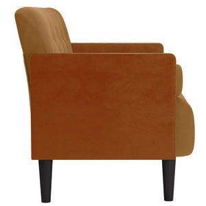 Braunes Samt Zweisitzer Sofa mit Nackenrollen