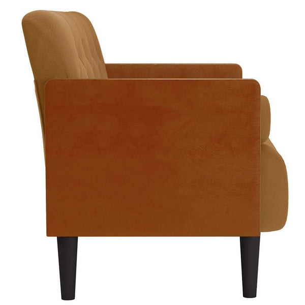 Braunes Samt Zweisitzer Sofa mit Nackenrollen