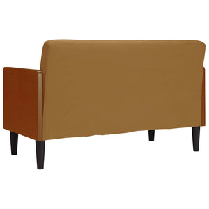 Braunes Samt Zweisitzer Sofa mit Nackenrollen